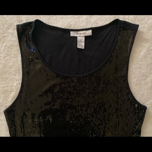 Style & Co Woman’s Black Tank Top. Size S Sequence only in the front see pics - Picture 3 of 11